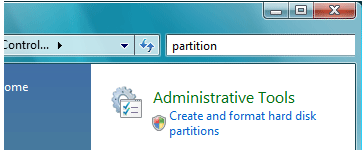 Windows 7 Control Panel, Search Partition